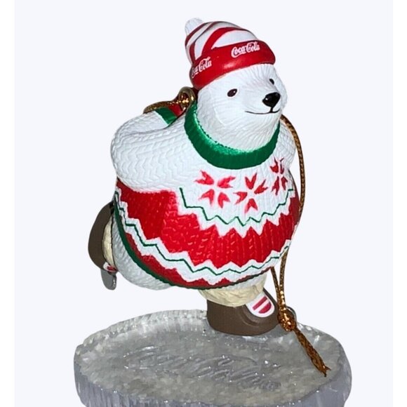 Coca-Cola Skating Polar Bear Ornament 1995 Collectible - Picture 2 of 7